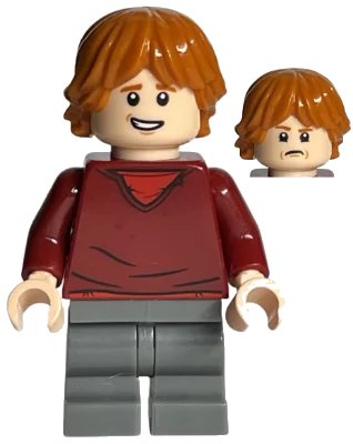 Ron Weasley - Dark Red Sweater, Dark Bluish Gray Medium Legs, LEGO onderdeelnummer hp180