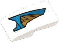 Schuin, Gebogen 2 x 1 x 2/3 met Blauw en Goud Pantser Platen en Goud Veren Patroon Model Linkerkant (Sticker) - Set 70124, LEGO onderdeelnummer 11477pb012L