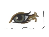 Slope, Curved 2 x 1 x 2/3 with Metallic Light Blue Eye with Gold Highlights Pattern Model Left Side, LEGO onderdeelnummer 11477pb051L