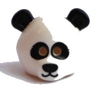 Minifigure, Headgear Mask Bear Rounded with Panda Black Eye Patches, Ears, Nose, and Mouth Pattern, LEGO onderdeelnummer 15506pb01