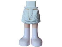 Mini Pop Heup en Rok met Gietvorm Licht Nougat Benen en Gedrukt Donker Blauwachtig Grijs Ruffles, Metaal Licht Blauw en Zilver Sparkles en Witte Laarzen Patroon - Dunne Scharnier, LEGO onderdeelnummer 35216ac00pb023