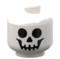 Minifigure, Head with Black Standard Skull Pattern, LEGO onderdeelnummer 3626pb0001