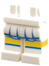 Hips and Legs with Blue and White Short Skirt and White Shoes Pattern, LEGO onderdeelnummer 970c00pb0058