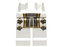 Hips and Legs with Gray and Gold Loincloth and 4 Gold Clasps Pattern, LEGO onderdeelnummer 970c00pb0432