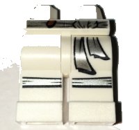Hips and Legs with Silver Sash and Knee Straps Pattern, LEGO onderdeelnummer 970c00pb0589