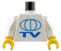 Torso TV Globe Big Pattern / White Arms / Yellow Hands, LEGO onderdeelnummer 973pb0025c01