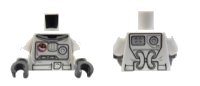 Torso City Spacesuit with Space Logo and Equipment Pattern Front, Tubes Pattern Back / White Arms / Dark Bluish Gray Hands, LEGO onderdeelnummer 973pb0861c01