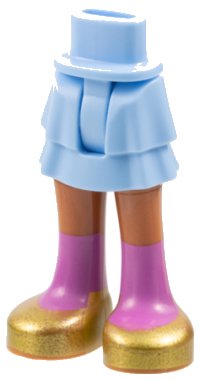 Mini Doll Hips and Skirt Layered with Molded Sienna Legs and Printed Gold Shoes with Dark Pink Socks Pattern - Thin Hinge, LEGO onderdeelnummer 1826ec00pb004