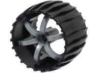 Wheel Hard Plastic, Treaded 49.5mm D. x 37.5mm with Molded Flat Silver Spokes Pattern, LEGO onderdeelnummer 100942pb01