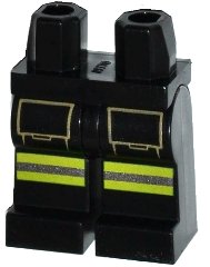 Hips and Legs with Lime and Silver Reflective Stripes on Front and Dark Tan Pockets Pattern, LEGO onderdeelnummer 970c00pb0160