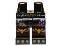 Hips and Legs with Gold Belt Buckle and Raven Knee Pads, Dark Purple Feathers and Dark Bluish Gray Talons Pattern, LEGO onderdeelnummer 970c00pb0230