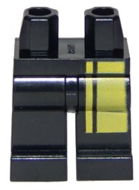 Hips and Legs with Narrow and Wide Double Yellow Stripes on Left Leg Pattern, LEGO onderdeelnummer 970c00pb0643