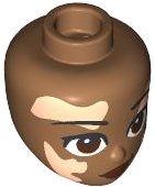 Mini Doll, Head Friends with Black Eyebrows, Reddish Brown Eyes and Lips, Light Nougat Vitiligo Patches, Lopsided Grin Pattern, LEGO onderdeelnummer 106000