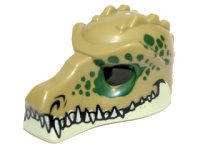 Minifiguur, Kopbedekking Masker Krokodil met Tanden en Donkergroen Vlekkenpatroon, LEGO onderdeelnummer 12551pb01