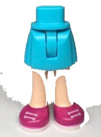 Mini Doll Hips and Skirt with Molded Light Nougat Legs and Printed Magenta Shoes with White Laces and Soles Pattern - Thin Hinge, LEGO onderdeelnummer 35216ac00pb003