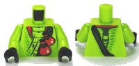 Torso Ninjago Snake with Dark Green Belt and Red Vials Pattern / Lime Arms / Black Hands, LEGO onderdeelnummer 973pb1047c01