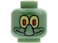 Minifigure, Head Alien with Large Nose and Yellow Eye / White Eye Pattern (Squidward), LEGO onderdeelnummer 3626pb0040