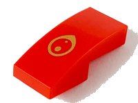 Slope, Curved 2 x 1 x 2/3 with Gold Eye Pattern, LEGO onderdeelnummer 11477pb105