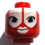 Minifigure, Head Alien with SW Shaak Ti, Large Blue Eyes, White Lips Pattern, LEGO onderdeelnummer 3626pb0553