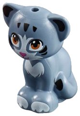 Cat, Friends / Elves, Sitting with Medium Nougat Eyes, Dark Pink Nose and Black and White Patches Pattern (Chico), LEGO onderdeelnummer 11602pb04