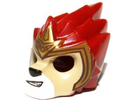 Minifiguur, Hoofddeksel Masker Leeuw met Tan Gezicht en Goud Kroonpatroon, LEGO onderdeelnummer 11129pb04