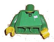 Torso Soccer Referee (Line) White Flag Pattern (Sticker) / Green Arms / Yellow Hands, LEGO onderdeelnummer 973pb0426c01