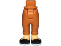Mini Doll Hips and Trousers with Back Pockets and Cuffs with Molded Medium Tan Ankles and Feet and Printed Black Shoes with White Soles Pattern - Thick Hinge, LEGO onderdeelnummer 100937c00pb005