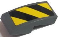 Slope, Curved 2 x 1 x 2/3 with Black and Yellow Danger Stripes Pattern Right (Sticker) - Sets 60121 / 60122, LEGO onderdeelnummer 11477pb041R