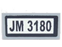 LEGO onderdeel Tegeltje 1 x 2 with Black 'JM 3180' Pattern on White Background (Sticker) - Set 3180 3069pb0130