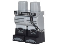 Hips and Legs with Silver Belt and Chain, Knee Pads and Black Boots with Dark Bluish Gray Tips Pattern, LEGO onderdeelnummer 970c00pb0535
