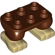 Legs with Plate Round 2 x 3 with Molded Tan Feet Pattern, LEGO onderdeelnummer 103483pb01