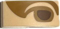 Slope, Curved 2 x 1 x 2/3 with Reddish Brown Right Eye with Medium Nougat Eyelid and Shadow Pattern (Mona Lisa), LEGO onderdeelnummer 11477pb200